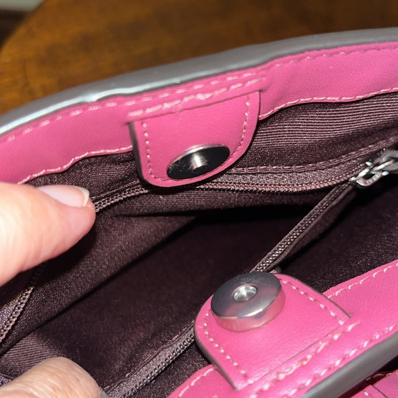 Coach Mini Lane color block mini Bag  monogram, brown/tan Peach & raspberry NWOT - Picture 16 of 17